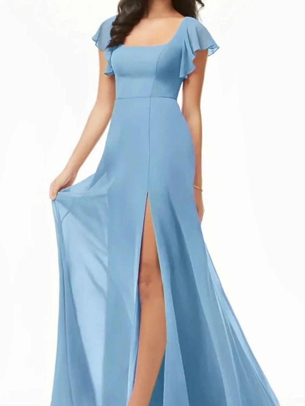 AZAZIE Chiffon Bondi Maxi Dress in Steel Blue
